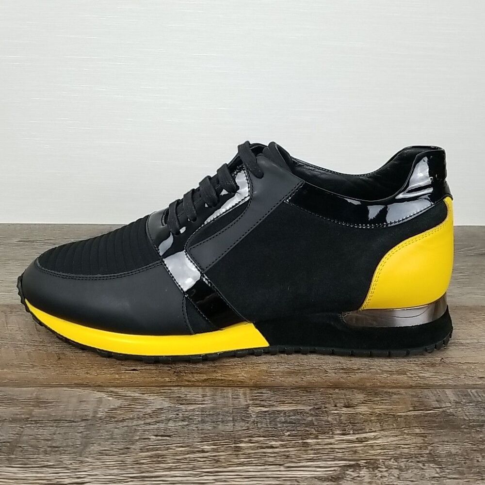 Ron Tomson Luxury Sneakers Men's Size 10 Black/Yellow Leather- Suede